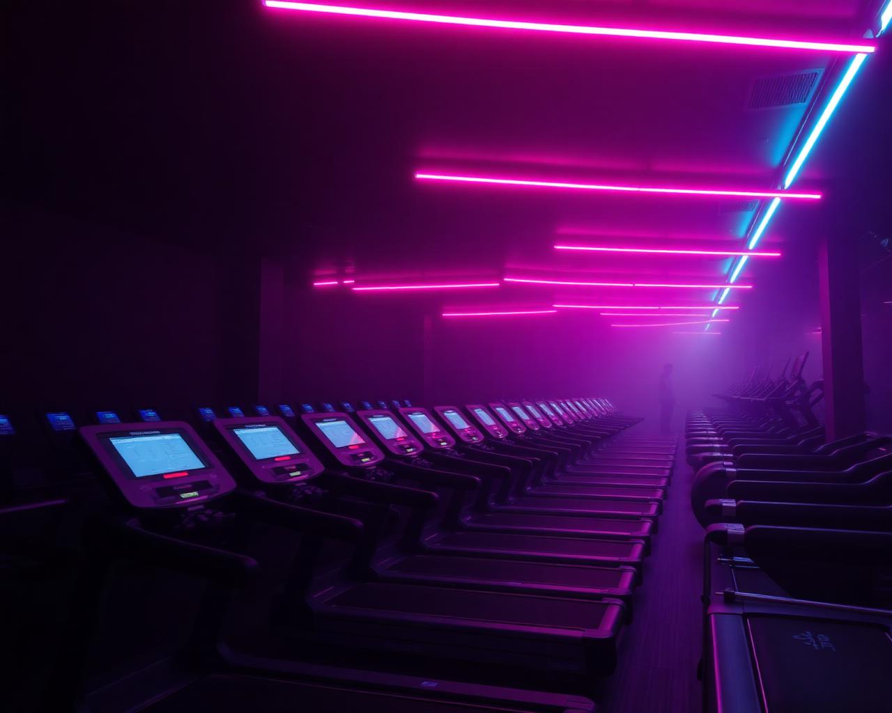 Cardio Zone — Neon-lit Treadmills at Iron Fitness Kanchrapara