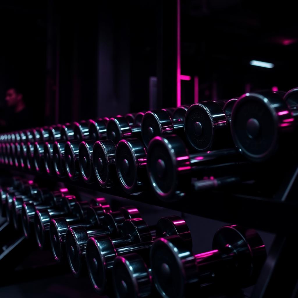 Free Weights — Chrome Dumbbell Wall at Iron Fitness Kanchrapara